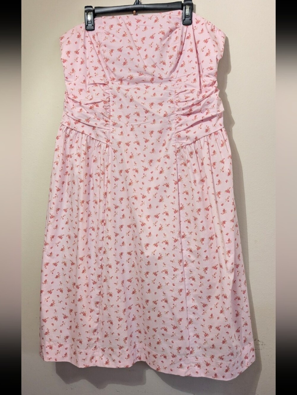 NWT Strapless Midi Tea Dress Strapless Pink Floral Wild Fable Size XXL